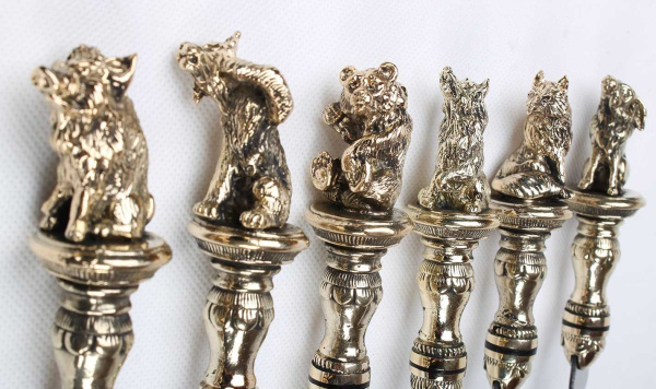 Набор шампуров с декоративным литьем "Лесная братва" (6 шт)